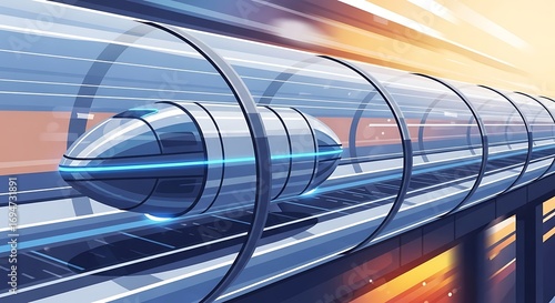 Futuristic Hyperloop Train Travel.