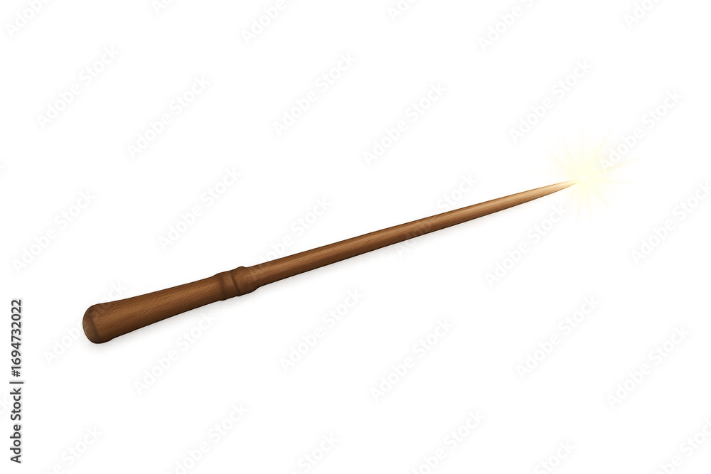 Obraz premium Brown magic wand emitting light on transparent background