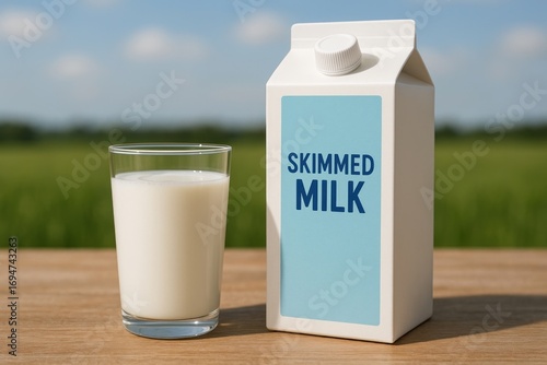 Fresh skimmed milk outdoors.