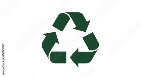 Green recycling symbol with white isolated background
