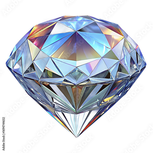 Brilliant Cut Diamond with Rainbow Refractions gemstone