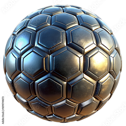 Black and white soccer ball with metallic sheen football