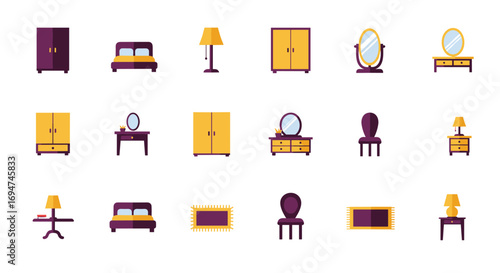 Stylish furniture set with modern bedroom decor elements