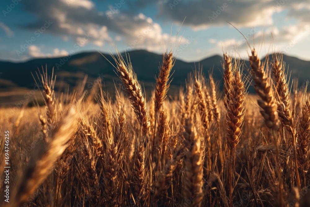 Obraz premium Golden wheat field at sunset (3)