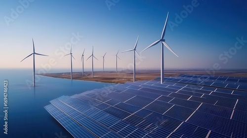 Sustainable distribution hub powered by solar and wind energy, Industrial Real Estate  Distribution Center, renewable logistics