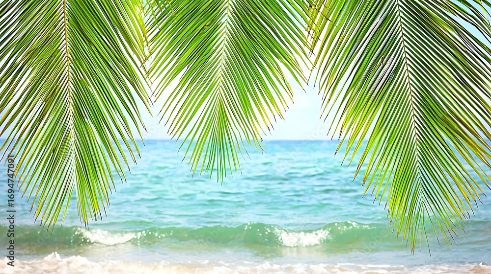 Fototapeta premium High-resolution pattern of palm leaf shade, 85mm lens and daylight emphasizing geometry and negative space for a calm scene