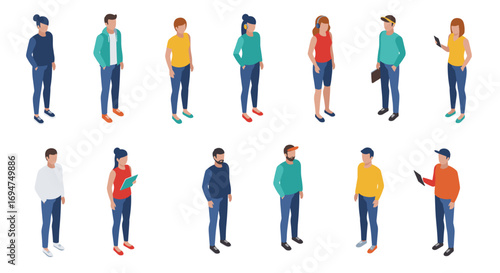 Diverse group of casual people isometric design