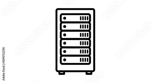 Streamlined Server Rack Icon for Data Management Solutions and Network Infrastructure