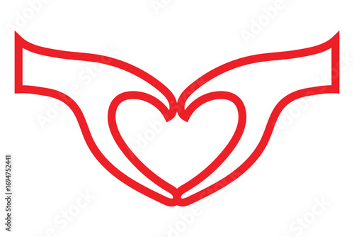 Heart in hand, two hand making a heart shape vector, Hand drawn heart symbol vector illustration. Hand drawn love symbol. 