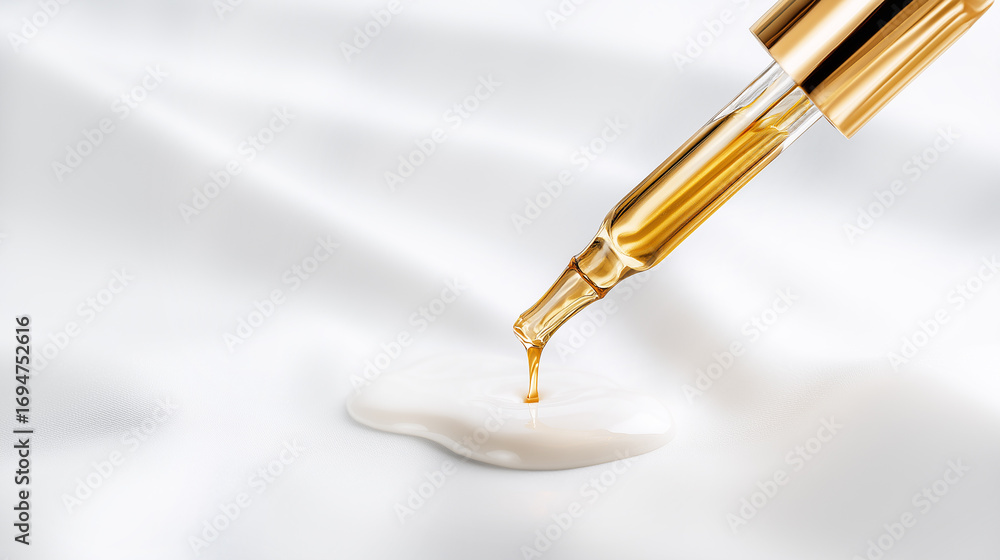 Fototapeta premium pipette for serum with cream on white background