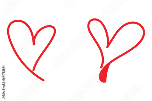 Hand drawn heart symbol vector illustration. Hand drawn love symbol. Heart line art doodle drawing. Romantic love shape for valentine, anniversary, marriage etc	