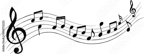 Musical notes elegantly flowing across a staff, creating a visual representation of melody and harmony