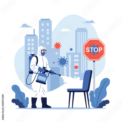 Citywide disinfection service for public spaces and outdoor areas