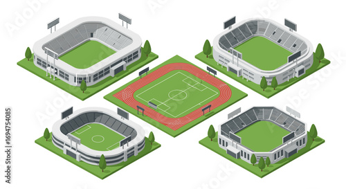 Isometric sports arenas and football fields collection