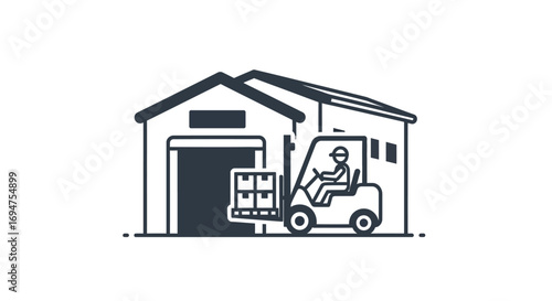 Warehouse Logistics and Forklift Operations A Vector Illustration