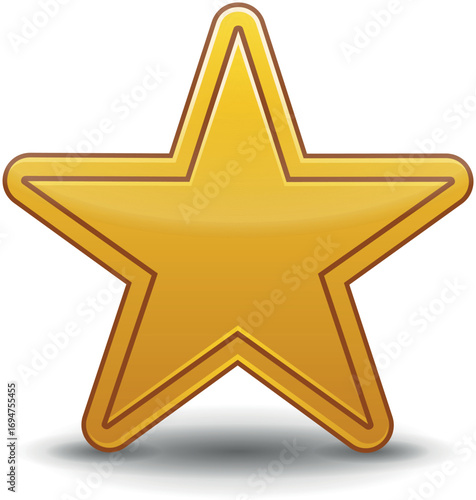 Gold star. Golden Christmas star isolated on white background. Nice illustration of a 3d look Gold star on white background. Star vector collection.	
