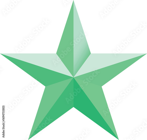 Green star. Golden Christmas star isolated on white background. Nice illustration of a 3d look Green star on white background. Star vector collection.	