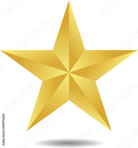 Gold star. Golden Christmas star isolated on white background. Nice illustration of a 3d look Gold star on white background. Star vector collection.	