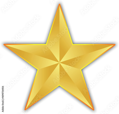 Gold star. Golden Christmas star isolated on white background. Nice illustration of a 3d look Gold star on white background. Star vector collection.	