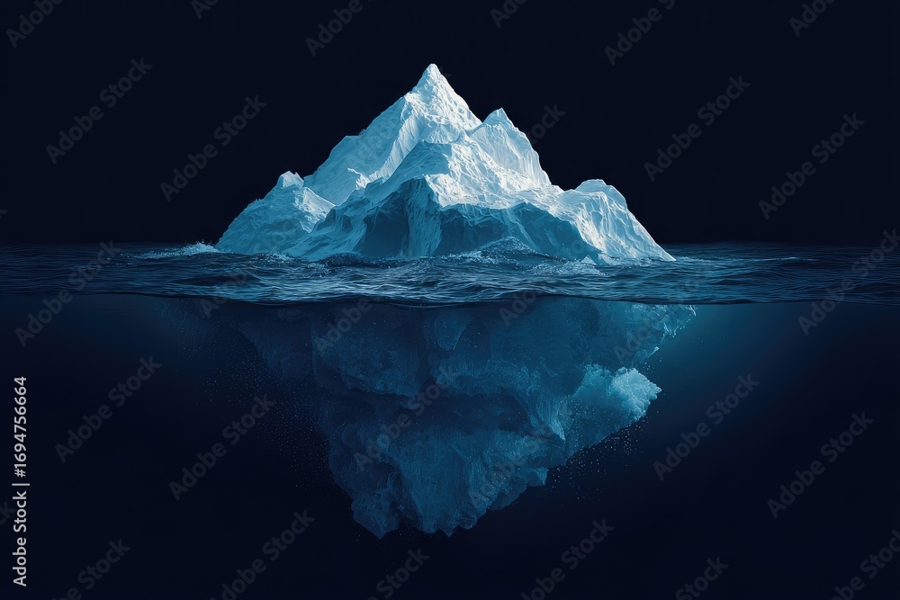 Obraz premium Iceberg submerged in dark water (3)