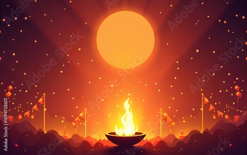 Dussehra festival background with fiery element and copy space for design. High quality