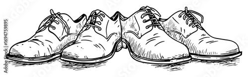 two pairs of classic mens dress shoes hand drawn vector sketch