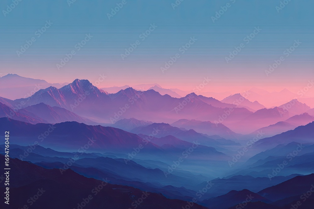 Obraz premium Majestic mountain range at dawn