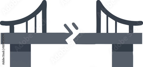 Illustration of a broken bridge, concept for failure or disaster