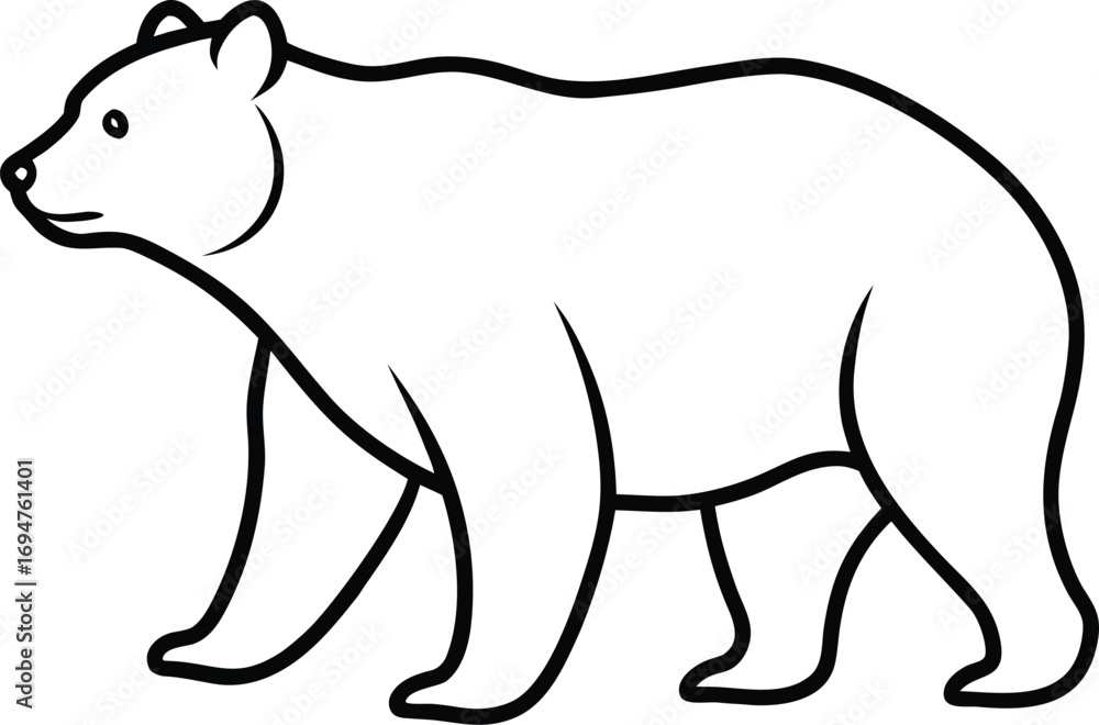 Fototapeta premium Bear walking silhouette style line art