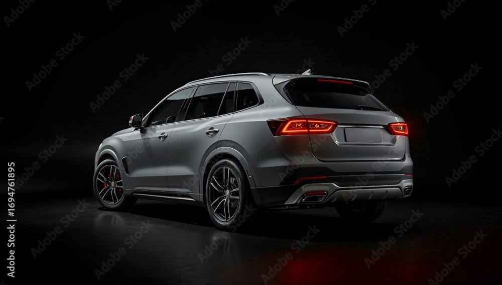 Obraz premium Grey SUV on Dark Background
