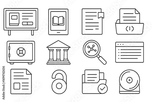 Business, office outline icon set. essential work and organization graphics collection
