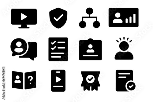 Business and communication silhouette icon set for effective digital engagement