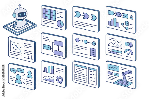 Data analysis 3d icon set. charts, graphs, and report visuals for insightful analytics