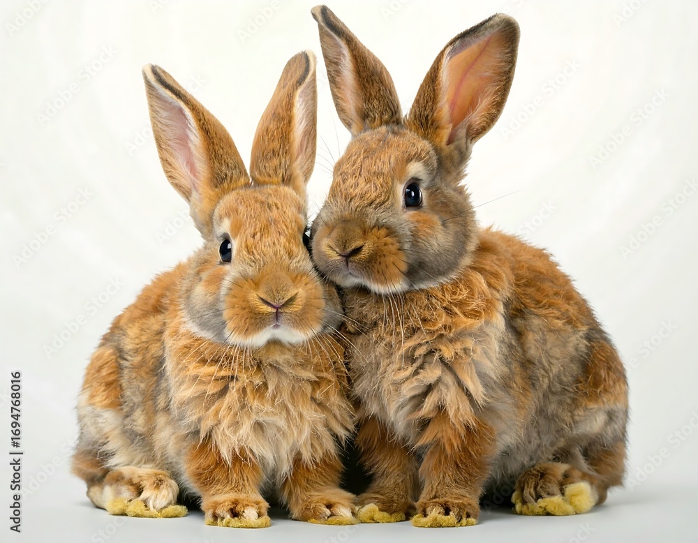 Fototapeta premium Two bunnies close together