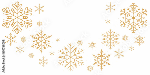 Wallpaper Mural Elegant gold snowflakes scattered across a clean white background for winter holiday designs Torontodigital.ca