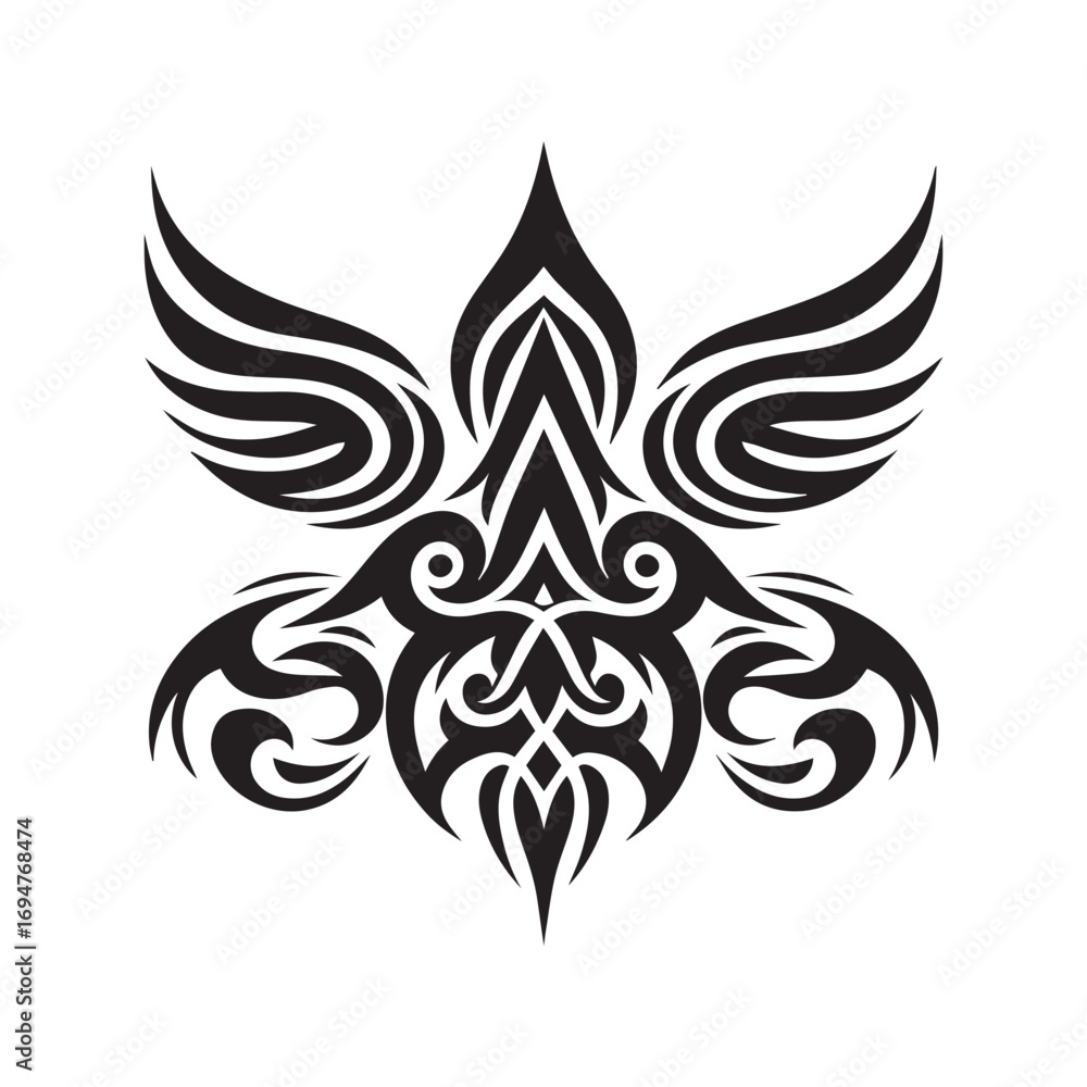 Obraz premium Unique Tribal Tattoo Design Vector | Tribal Art Symbol Illustration