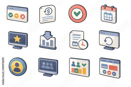 Task and workflow management icon set. organize tasks with these 3d icons