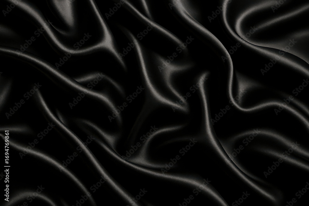 Obraz premium Luxurious black velvet fabric with elegant draping and soft light reflections