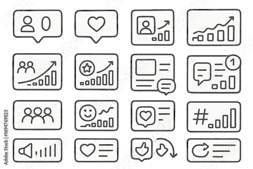 Communication, social media line icon set. chat, network, message icons collection