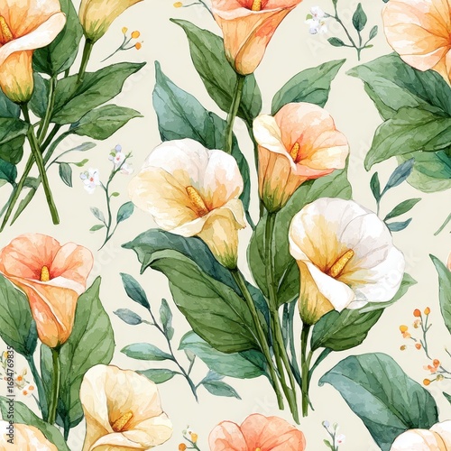 Elegant Calla Lily Watercolor Seamless Pattern Design For Textile Or Background