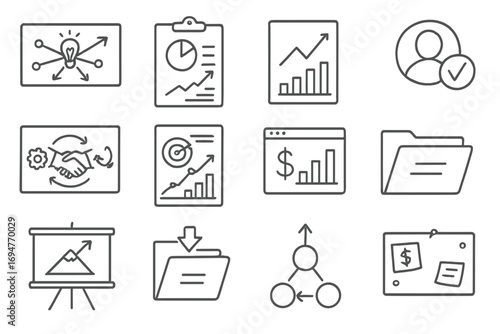 Business, analytics outline icon set. corporate, productivity icons outline collection