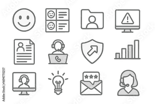 Business communication line icon set. chat, support, security icons linear style