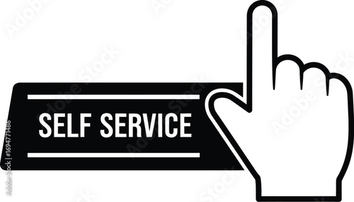 Finger pointing to a "Self Service" sign, representing customer choice and convenience.
