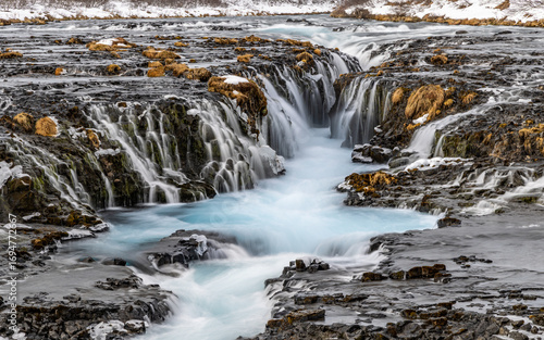 Bruarfoss Waterfall Wide View Iceland