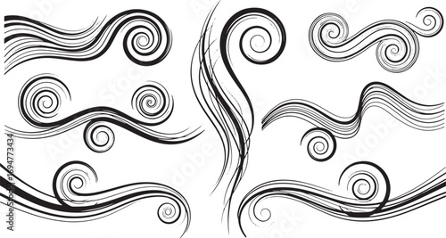 Elegant Swirls and Spirals A Collection of Decorative Vector Elements