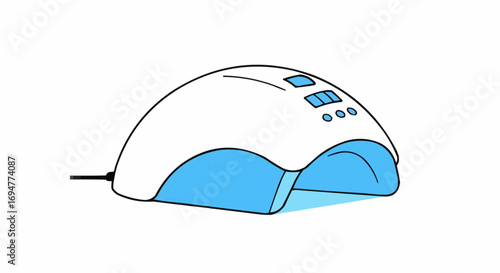 UV nail lamp for manicure with blue highlights in minimalist design  