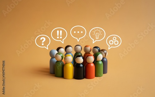 Creative brainstorming session with a diverse group of people sharing innovative ideas and opinions. Conceptual image symbolizing teamwork, communication, and successful collaboration