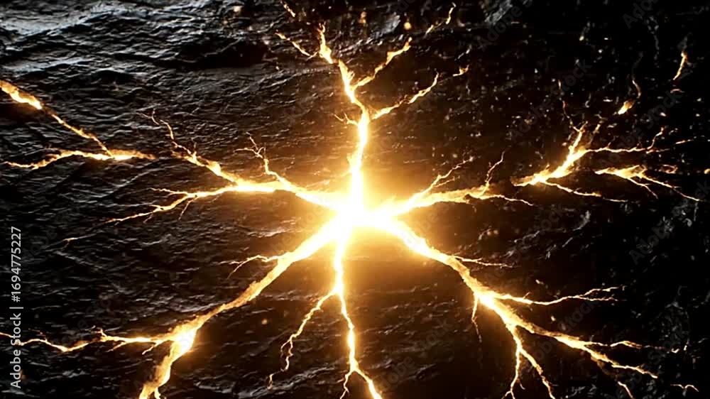 Lighting Magnet Rocks Animation Ultra-HD cinematic animation of cracked rocky surface glowing with ...