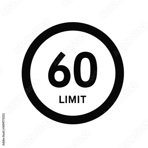 Circular road sign indicating a maximum speed limit of 60, a symbol of traffic control and driving regulations
