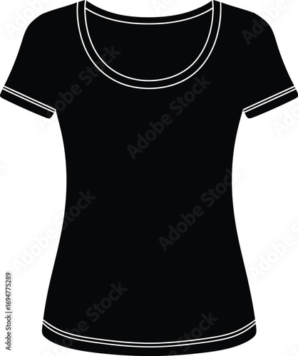 Simple black t-shirt with white trim, a versatile wardrobe staple